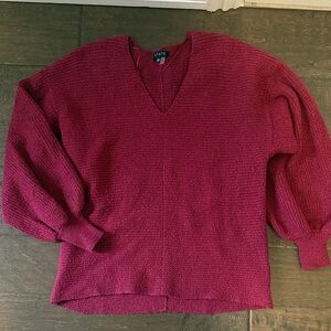 1. STATE Women's Deep Red V-Neck Sweater